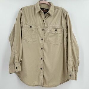 Harley Davidson Women’s Vintage Beige Corduroy Button Up Shirt Size Large